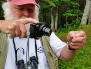 Dave photographing a damselfly for later identification