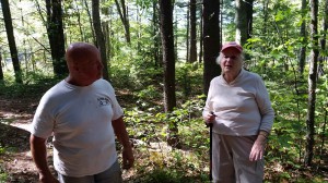 Judith Bothwell (on right) during a hike of Henry's Grove in September 2016, sharing insights to the land and their family's commitment to conservation.